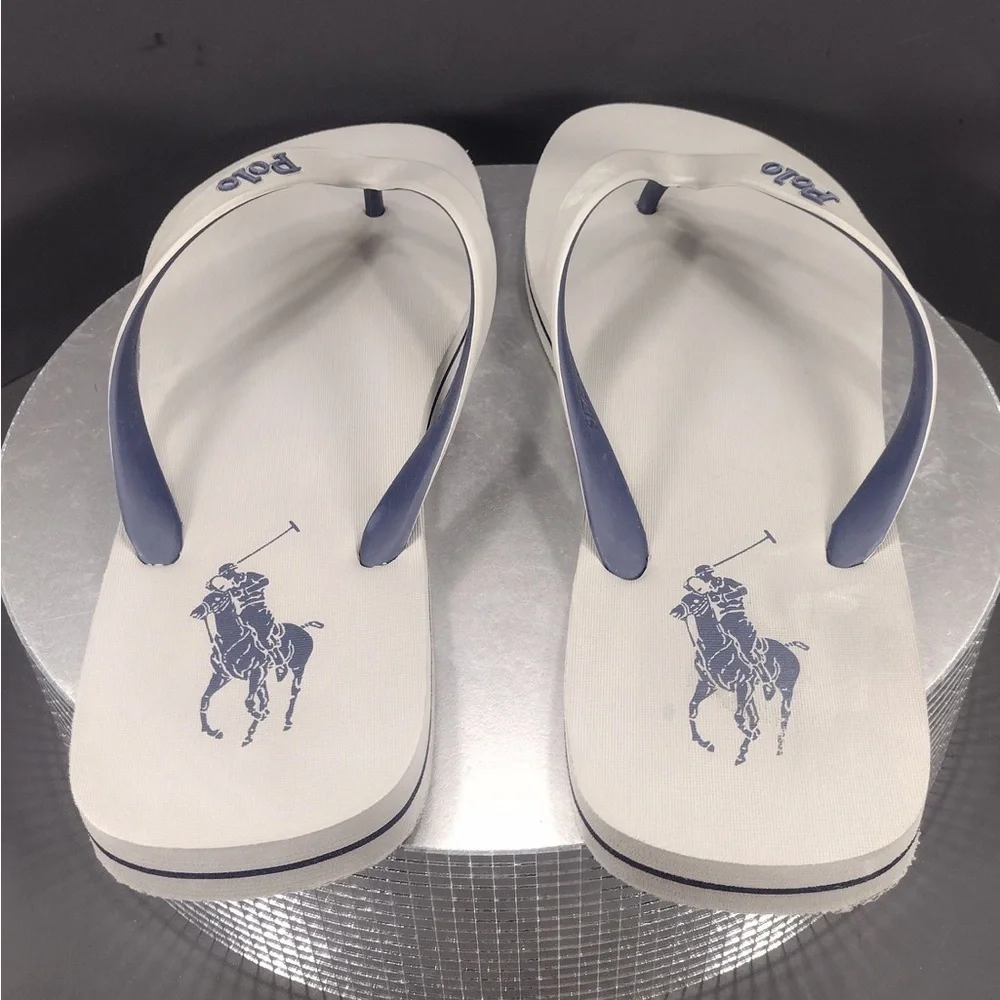 Polo White and Blue Flip Flops size 13/14 pre owned Exellent condition